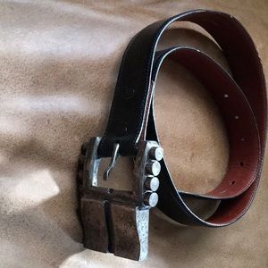 Vintage black leather belt Barry Kieselstein NY